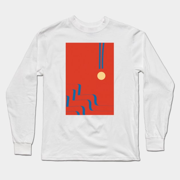 Flowy Wave - Contemporary Mid Century Art Long Sleeve T-Shirt by Colorable